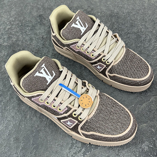 ルイヴィトン LV Trainer ラフィア風染めのレトロなバスケットボールシューズ