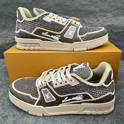 ルイヴィトン LV Trainer ラフィア風染めのレトロなバスケットボールシューズ