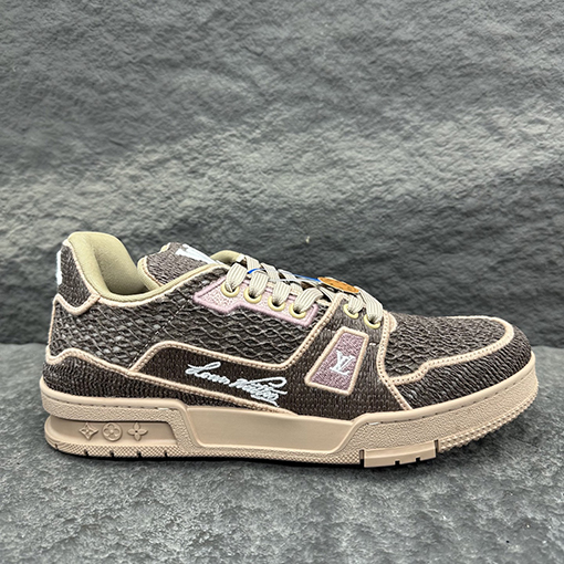 ルイヴィトン LV Trainer ラフィア風染めのレトロなバスケットボールシューズ