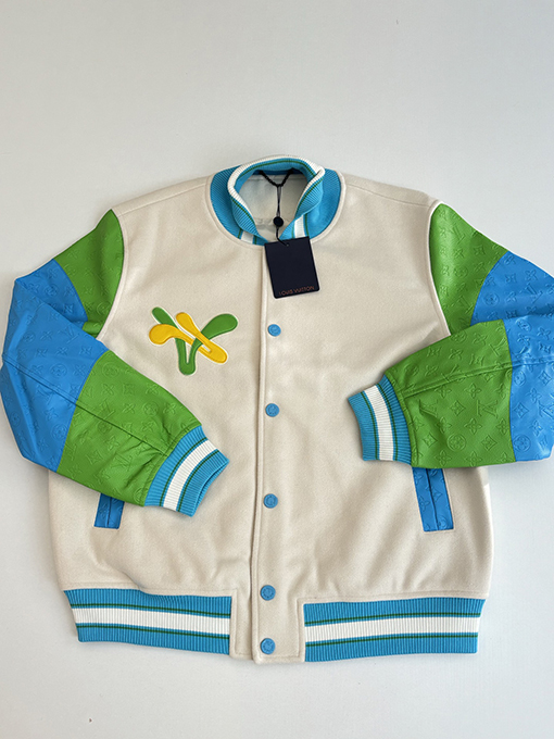 ルイヴィトン カラーブロックのドナルドダック刺繍りベースボールジャケット