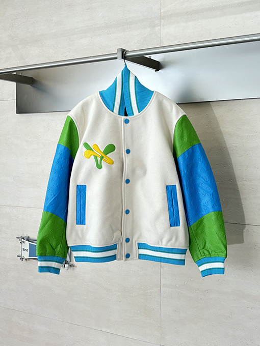 ルイヴィトン カラーブロックのドナルドダック刺繍りベースボールジャケット