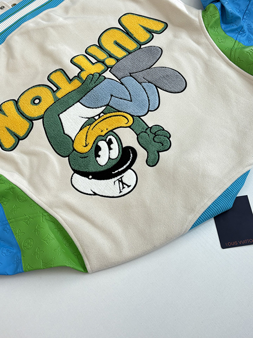 ルイヴィトン カラーブロックのドナルドダック刺繍りベースボールジャケット