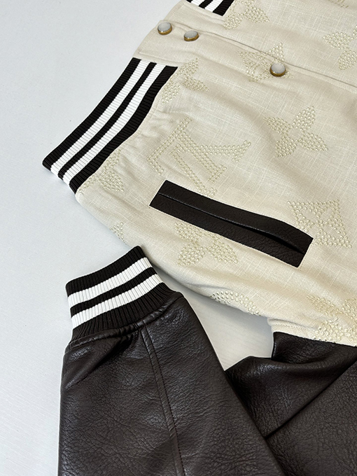 ルイヴィトン パールボタンモノグラムパッチワークベースボールジャケット