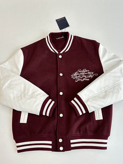 ルイヴィトン シグネチャーレター刺繍パッチワークベースボールジャケット