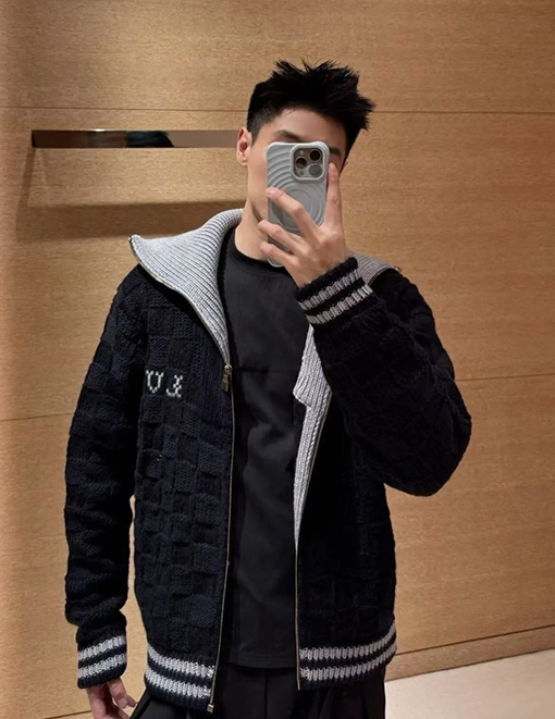 ルイヴィトン チェック柄チェーンニットカーディガン