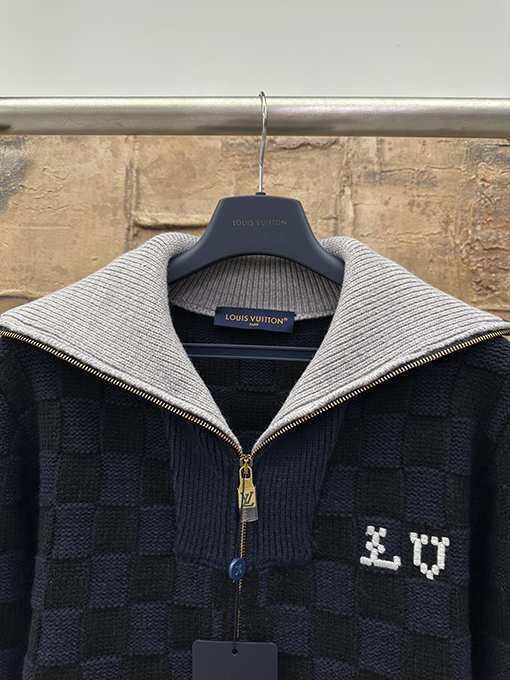 ルイヴィトン チェック柄チェーンニットカーディガン