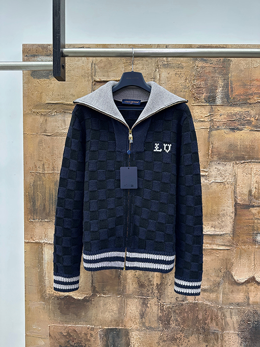 ルイヴィトン チェック柄チェーンニットカーディガン