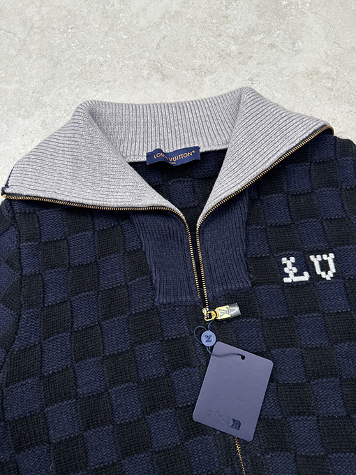 ルイヴィトン チェック柄チェーンニットカーディガン