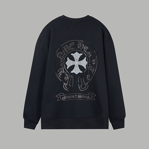 クロムハーツ 新モデルラインストーンアップリケクルーネックスウェットシャツ