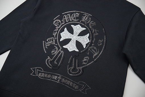 クロムハーツ 新モデルラインストーンアップリケクルーネックスウェットシャツ