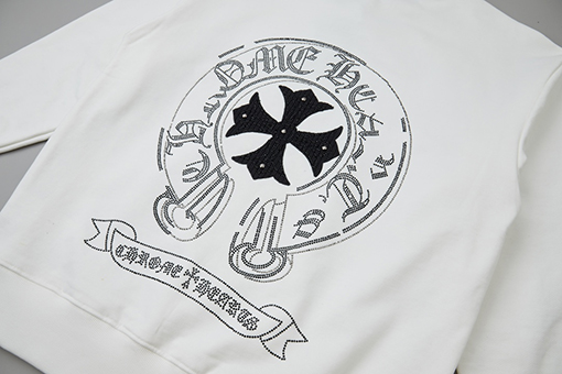 クロムハーツ 新モデルラインストーンアップリケクルーネックスウェットシャツ