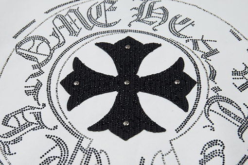 クロムハーツ 新モデルラインストーンアップリケクルーネックスウェットシャツ