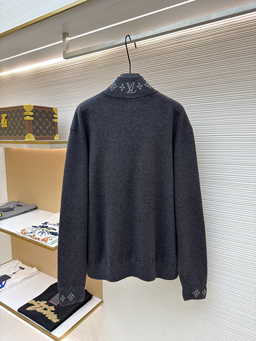 ルイヴィトン ウールニットプリントスタンドカラーロングスリーブシャツ