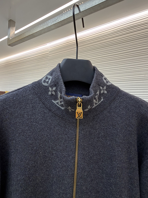 ルイヴィトン ウールニットプリントスタンドカラーロングスリーブシャツ