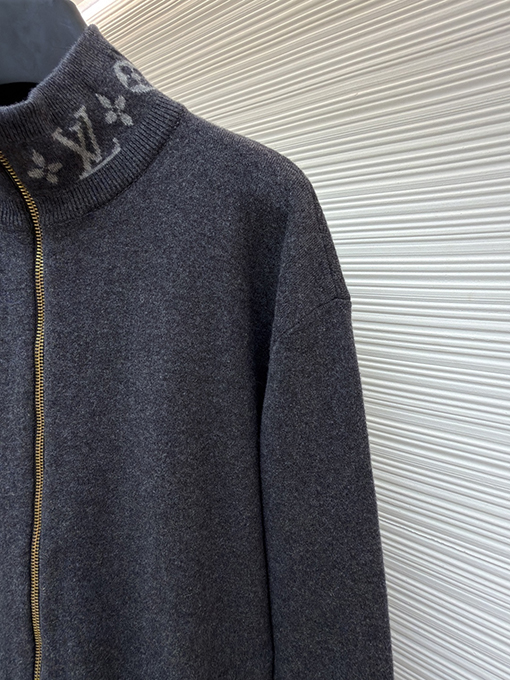 ルイヴィトン ウールニットプリントスタンドカラーロングスリーブシャツ