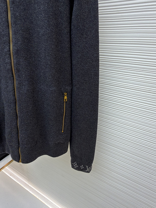 ルイヴィトン ウールニットプリントスタンドカラーロングスリーブシャツ