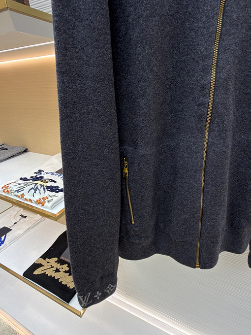 ルイヴィトン ウールニットプリントスタンドカラーロングスリーブシャツ