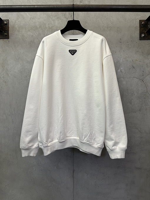 プラダコピー シルバーラベルレザークルーネックスウェットシャツ