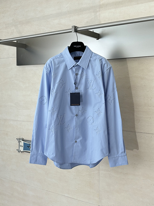 ルイヴィトン ポプリン織り文字プリント長袖シャツ