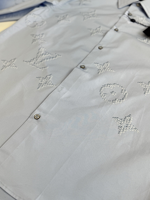 ルイヴィトン ポプリン織り文字プリント長袖シャツ