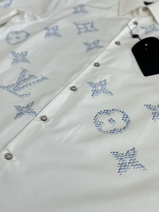 ルイヴィトン ポプリン織り文字プリント長袖シャツ