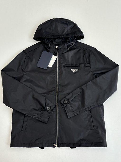 プラダ トライアングルロゴ織り長袖フード付きジャケット