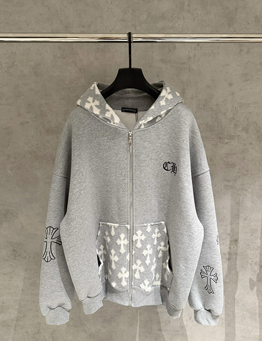 クロムハーツ 新しいジップアップフード付きスウェットシャツジャケット