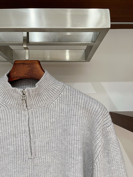 クロムハーツ クロスニットジャカードアップリケ刺繍ハーフジッププルオーバーセーター