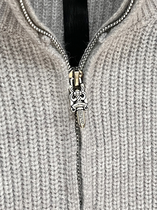 クロムハーツ クロスニットジャカードアップリケ刺繍ハーフジッププルオーバーセーター