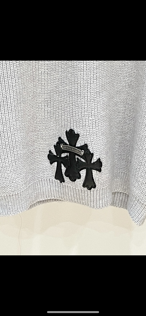 クロムハーツ クロスニットジャカードアップリケ刺繍ハーフジッププルオーバーセーター