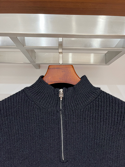 クロムハーツ クロスニットジャカードアップリケ刺繍ハーフジッププルオーバーセーター