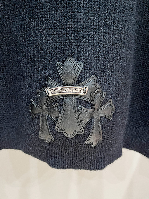 クロムハーツ クロスニットジャカードアップリケ刺繍ハーフジッププルオーバーセーター