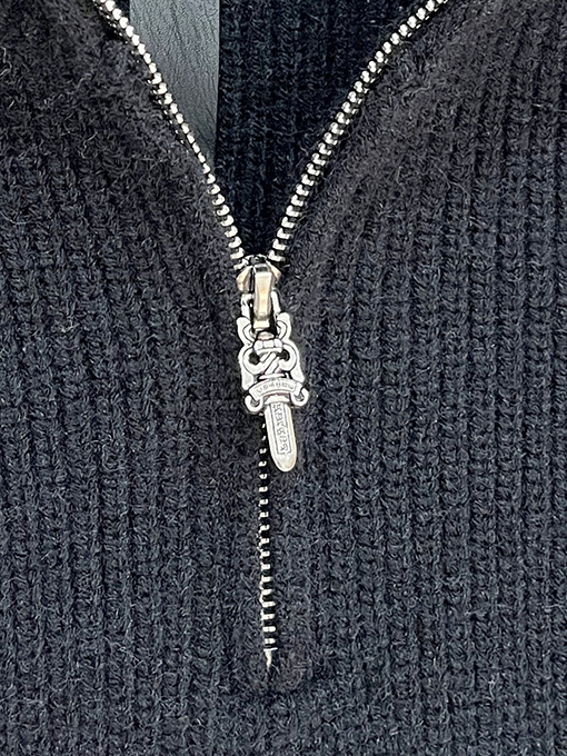 クロムハーツ クロスニットジャカードアップリケ刺繍ハーフジッププルオーバーセーター