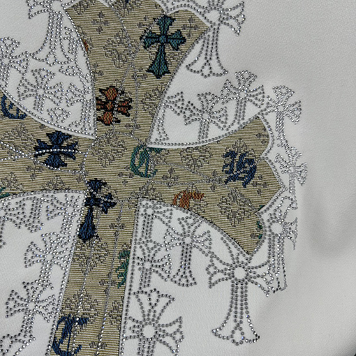 クロムハーツ 馬蹄十字架サンスクリットアップリケサンスクリットアップリケラインストーンスウェットシャツ