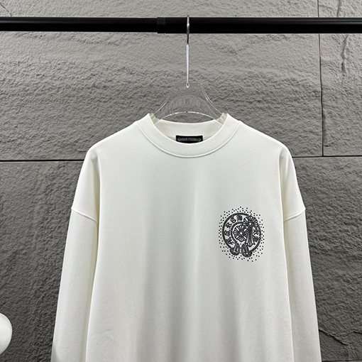 クロムハーツ 馬蹄十字架サンスクリットパールラインストーンクルーネックスウェットシャツ