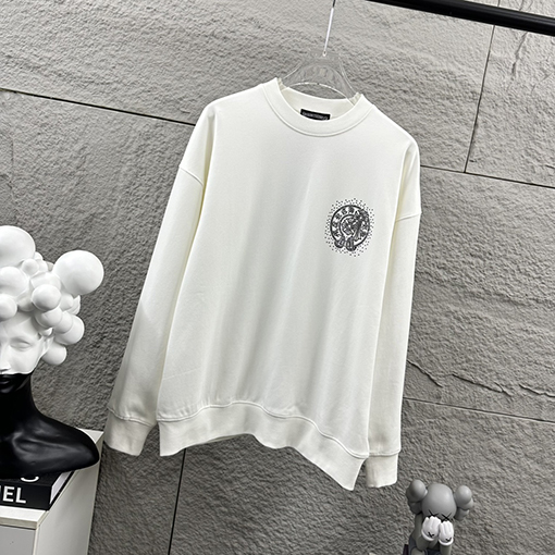 クロムハーツ 馬蹄十字架サンスクリットパールラインストーンクルーネックスウェットシャツ