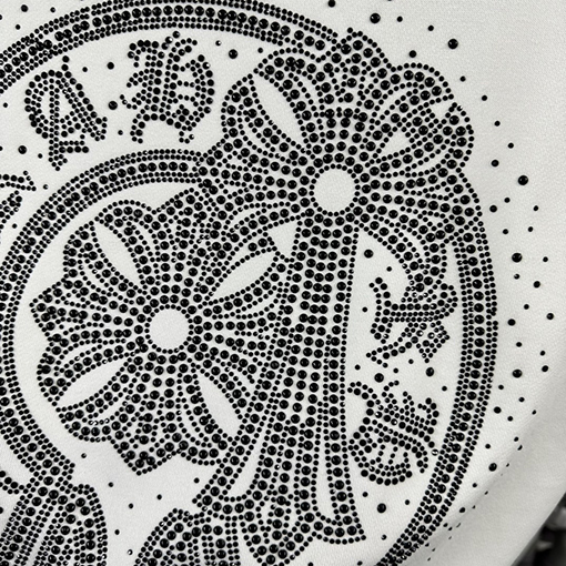 クロムハーツ 馬蹄十字架サンスクリットパールラインストーンクルーネックスウェットシャツ