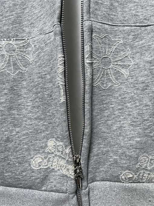 クロムハーツ 全面に花柄プリントをした両面フリース裏地のフード付きジップアップジャケット