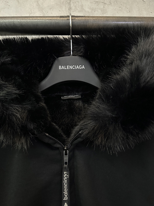 バレンシアガ ミンクファー 3M システムスキー FLUFFYHOODIE ジップアップ フード付きスウェットシャツ