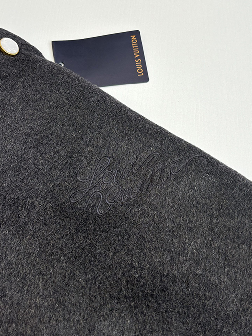 ルイヴィトン パールボタンの刺繍レザーパッチワークジャケット/ベースボールコート