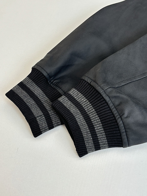 ルイヴィトン パールボタンの刺繍レザーパッチワークジャケット/ベースボールコート