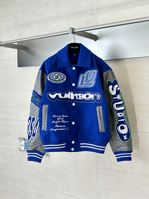 ルイヴィトン 刺繍入りテリーベースボールジャケット