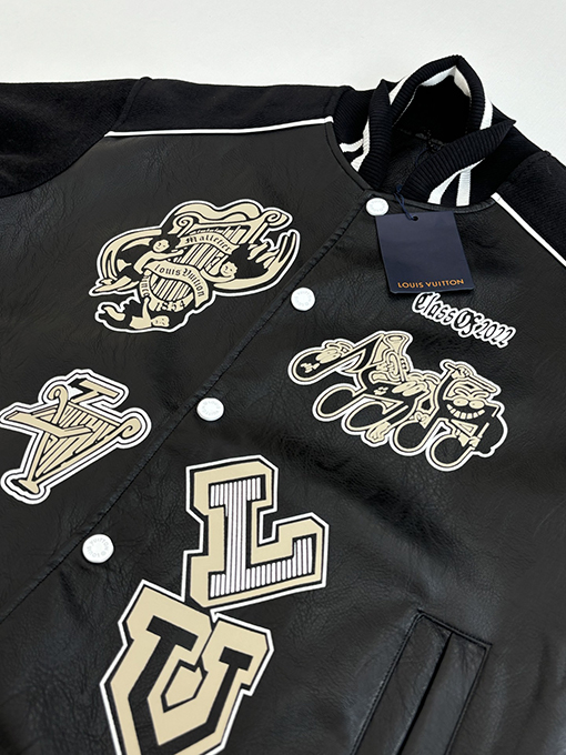 ルイヴィトンコピー マルチロゴパッチワークレザーベースボールジャケット