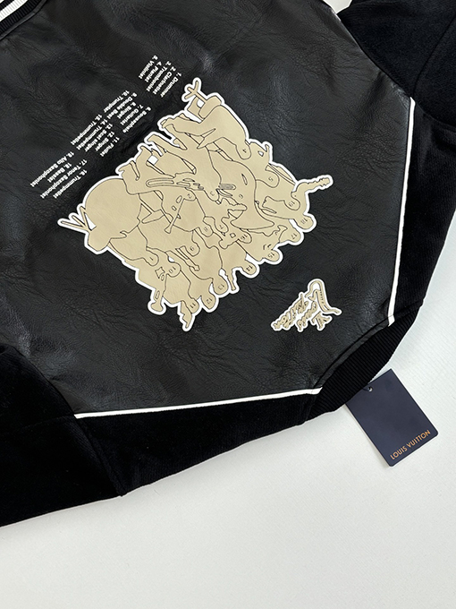 ルイヴィトンコピー マルチロゴパッチワークレザーベースボールジャケット