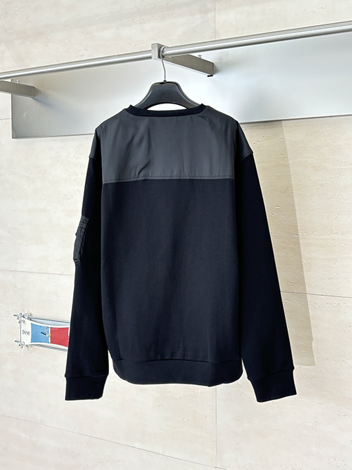 プラダコピー 袖ポケット付きのナイロントリムクルーネックスウェットシャツ