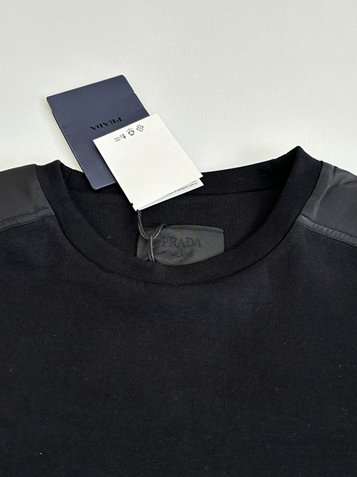 プラダコピー 袖ポケット付きのナイロントリムクルーネックスウェットシャツ