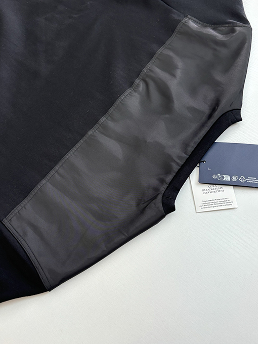 プラダコピー 袖ポケット付きのナイロントリムクルーネックスウェットシャツ