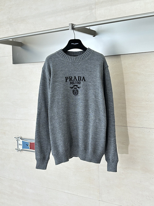 プラダコピー ジャカードロゴニットクルーネックセーター