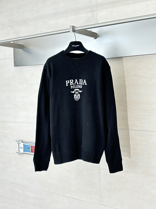 プラダコピー ジャカードロゴニットクルーネックセーター