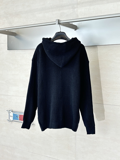 セリーヌ 刺繍ロゴニットフード付きジップアップジャケット